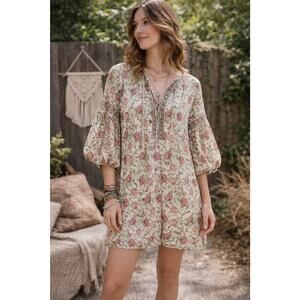 Max Studio Tunic Dress XL Floral Desert Boho Peasant Shift Cottagecore NWT